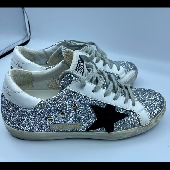 golden goose silver glitter sneakers